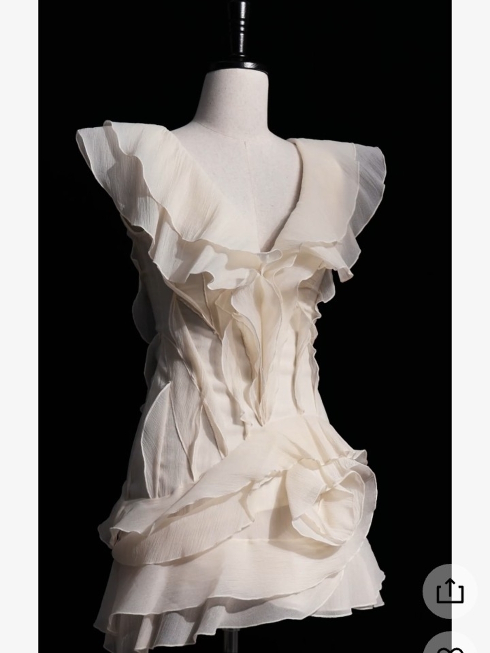 Elegant Ivory High-Low Ruffle Dress